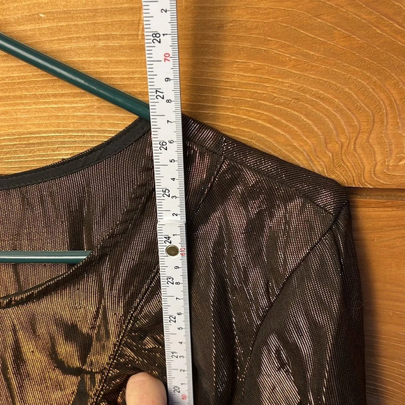 Anthropologie‎ Amadi women’s Merry Metallic Lurex Blouse top Lg Bronze new years - Picture 7 of 10